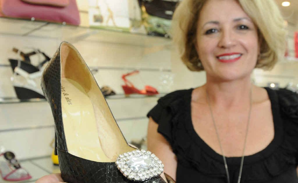 Donna McCartney shows off a novel way of dressing up a simple pair of heels — shoe bling. Donna McCartney shows off a novel way of dressing up a simple pair of heels — shoe bling.