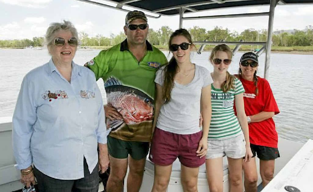 Taking a ride up the Fitzroy River on their boat are Margaret Pye, Glenn Zurvas, Kate Zurvas, Emilie Zurvas and Tracey Zurvas. Taking a ride up the Fitzroy River on their boat are Margaret Pye, Glenn Zurvas, Kate Zurvas, Emilie Zurvas and Tracey Zurvas.