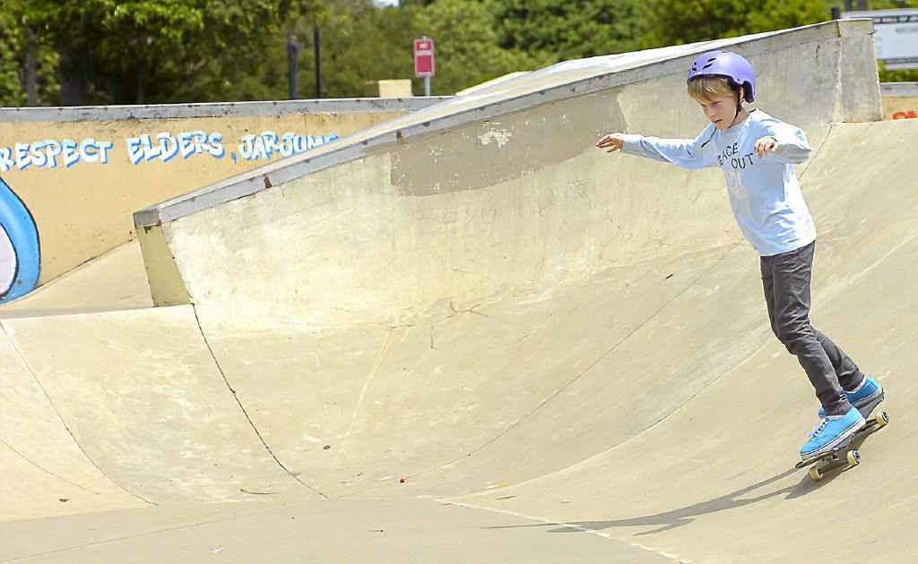 Tom Evans of Goonellabah shows his style at Goonellabah skate park. Tom Evans of Goonellabah shows his style at Goonellabah skate park.