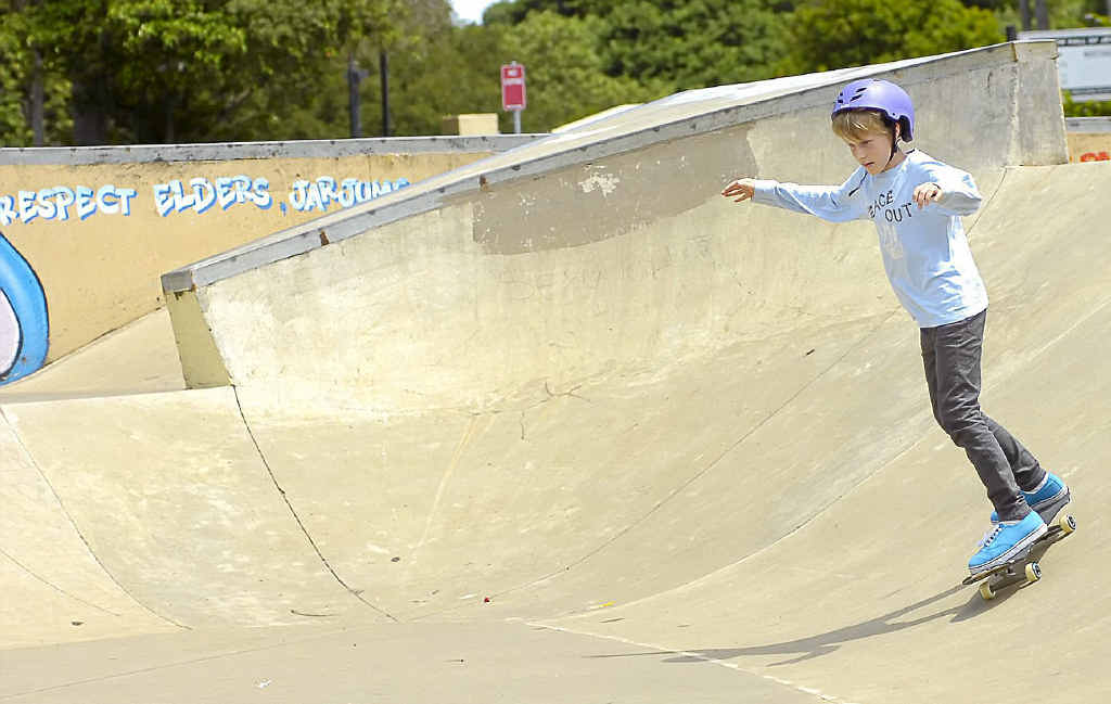 Tom Evans of Goonellabah shows his style at Goonellabah skate park. Tom Evans of Goonellabah shows his style at Goonellabah skate park.