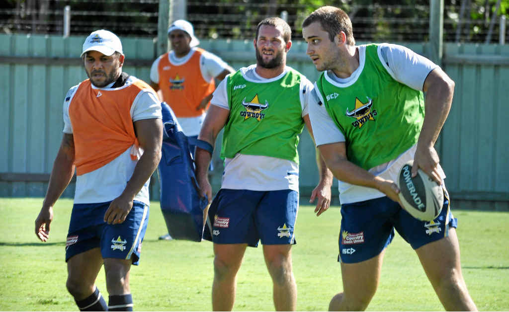 Rockhampton’s Sam Hoare makes his return from a serious knee injury, hitting the training field with the North Queensland Cowboys in Townsville last week. Rockhampton’s Sam Hoare makes his return from a serious knee injury, hitting the training field with the North Queensland Cowboys in Townsville last week.