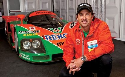 Patrick Dempsey with the 1991 Le Mans winning Mazda. Patrick Dempsey with the 1991 Le Mans winning Mazda.