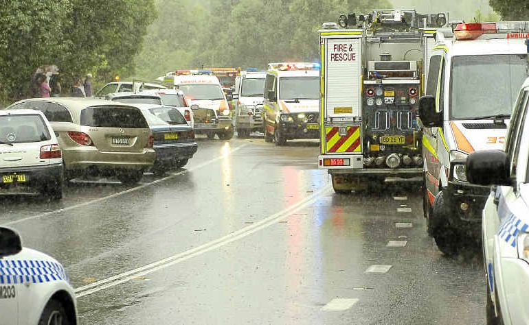 The scene at the accident on Bangalow Rd, after Clunes, between Nashua and Binna Burra. The scene at the accident on Bangalow Rd, after Clunes, between Nashua and Binna Burra.