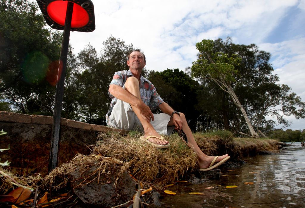 John McKay angry at cracked foot path.