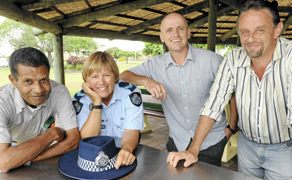 Vernon Little, Senior COnstable Janet Lindsay, Brett Hayes and Terry Nicholas were actively involved in the Building Bridges Project in Alexandra Park. Vernon Little, Senior COnstable Janet Lindsay, Brett Hayes and Terry Nicholas were actively involved in the Building Bridges Project in Alexandra Park.