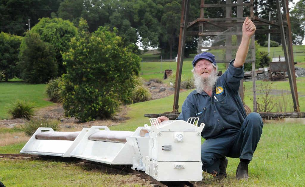Allan Blackman with the Gold Mining and Historic Museum’s latest attraction, a miniature railway, starting on Australia Day. Allan Blackman with the Gold Mining and Historic Museum’s latest attraction, a miniature railway, starting on Australia Day.