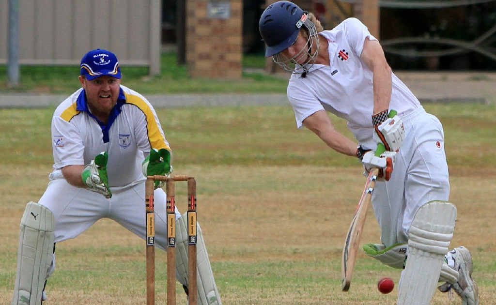 Central Highlands’ marksman Cameron Keene blasts his way to 96 runs in the victorious representative clash against Gladstone in Emerald on Sunday. Photo: Terry Hill Central Highlands’ marksman Cameron Keene blasts his way to 96 runs in the victorious representative clash against Gladstone in Emerald on Sunday. Photo: Terry Hill