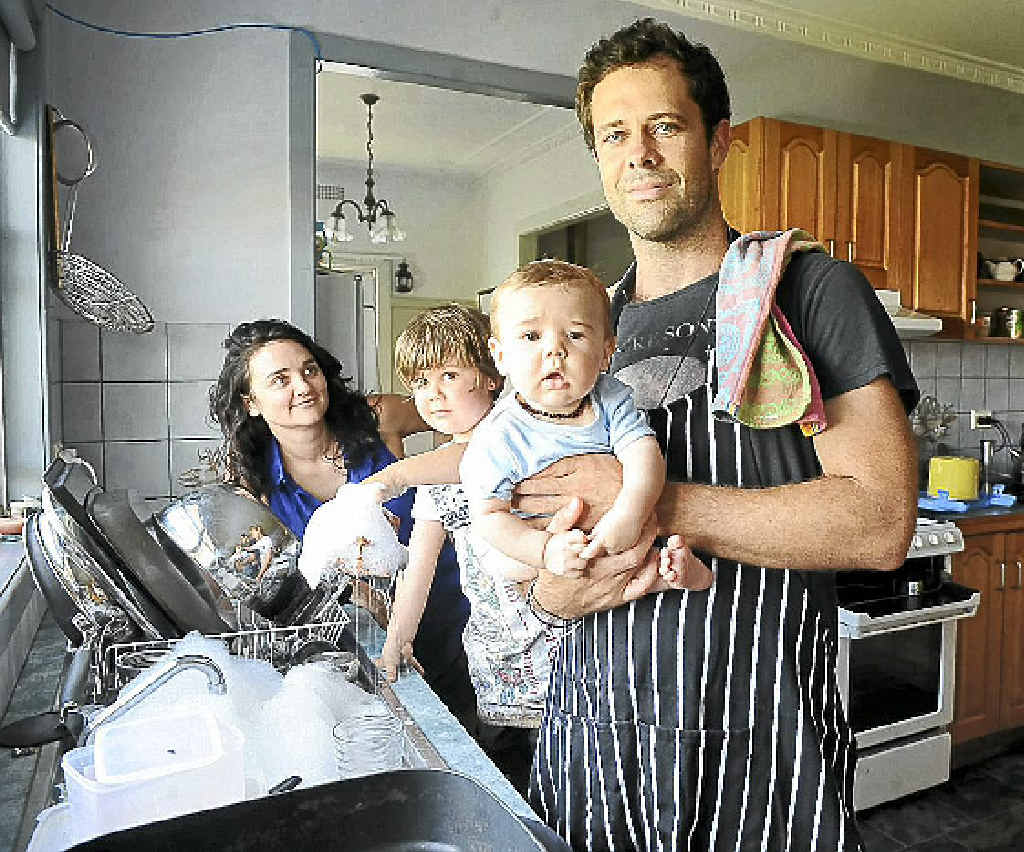 Richard Dymock and wife Alesha with sons five-month-old Jarvis and three-year-old Cy. Richard Dymock and wife Alesha with sons five-month-old Jarvis and three-year-old Cy.
