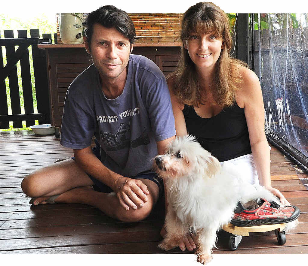 Maryborough’s Chris and Claudia Rumble also built their dog Basil a custom skateboard for inside. Maryborough’s Chris and Claudia Rumble also built their dog Basil a custom skateboard for inside.
