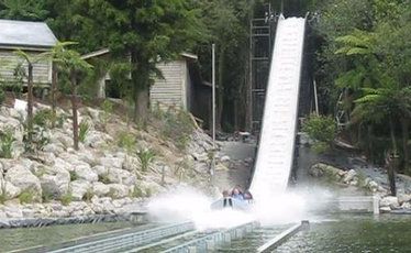 Some of the first children to experience Rainbow Springs' new ride make a splash after plunging down the 12-metre drop at its conclusion.
Some of the first children to experience Rainbow Springs' new ride make a splash after plunging down the 12-metre drop at its conclusion.
