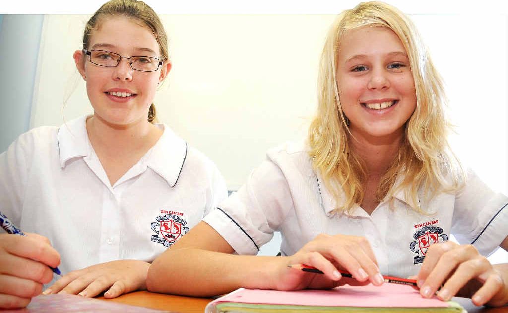 Jessica-Leigh Wharton and Kayla Coleman are among Tin Can Bay students benefiting from the school’s new culture. Jessica-Leigh Wharton and Kayla Coleman are among Tin Can Bay students benefiting from the school’s new culture.