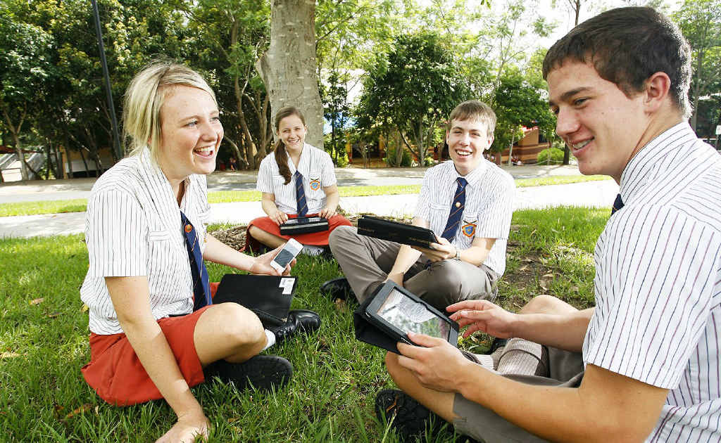 WestMAC Year 12 students Georgia Hampson, Madeline Rodgers, Ryan Chandler and Lucas Park are among the first of the Gen Z techno-savvy generation to finish school having grown up with mobile phones and other technology. WestMAC Year 12 students Georgia Hampson, Madeline Rodgers, Ryan Chandler and Lucas Park are among the first of the Gen Z techno-savvy generation to finish school having grown up with mobile phones and other technology.