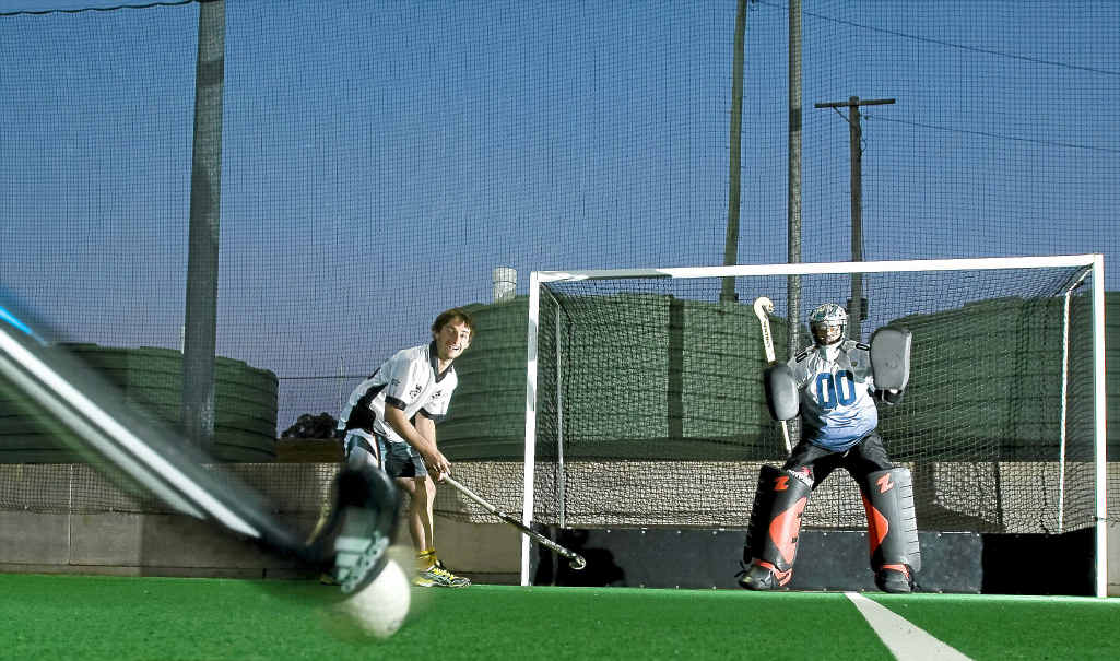 Matt Harmon (out of frame about to strike the ball), Sam McPherson and Aaron Head (goalkeeper) represented Australian Country in Fiji. Matt Harmon (out of frame about to strike the ball), Sam McPherson and Aaron Head (goalkeeper) represented Australian Country in Fiji.