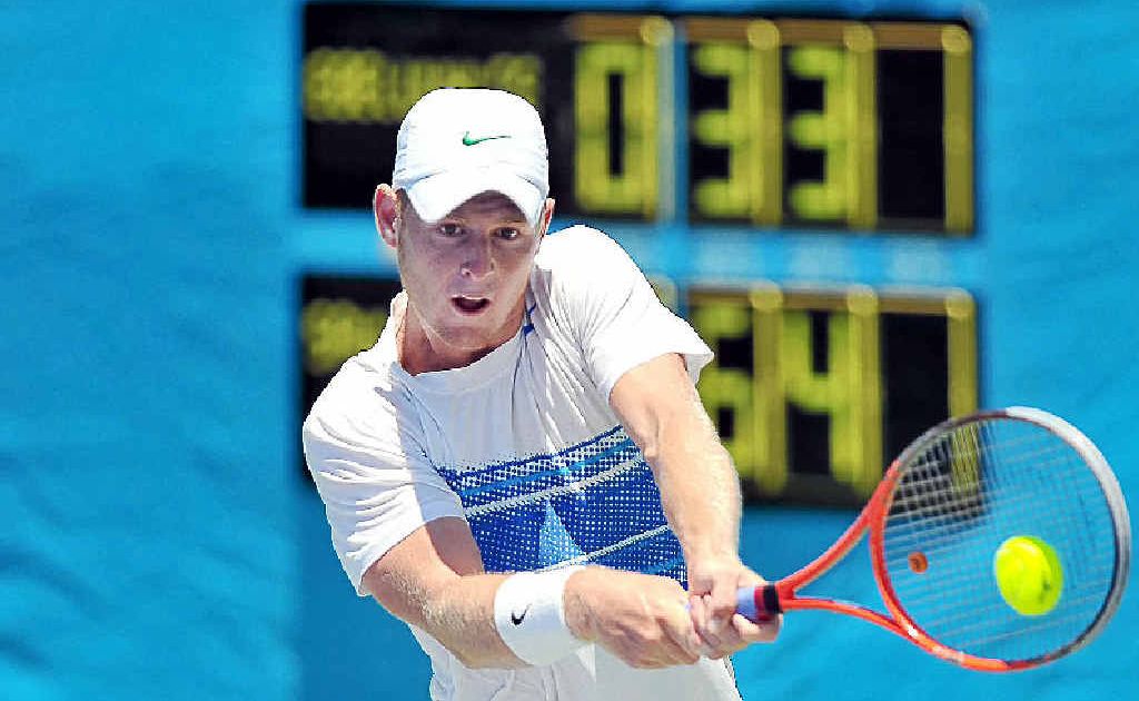 Luke Saville in action against Colin Ebilthite in the Caloundra International yesterday. Luke Saville in action against Colin Ebilthite in the Caloundra International yesterday.