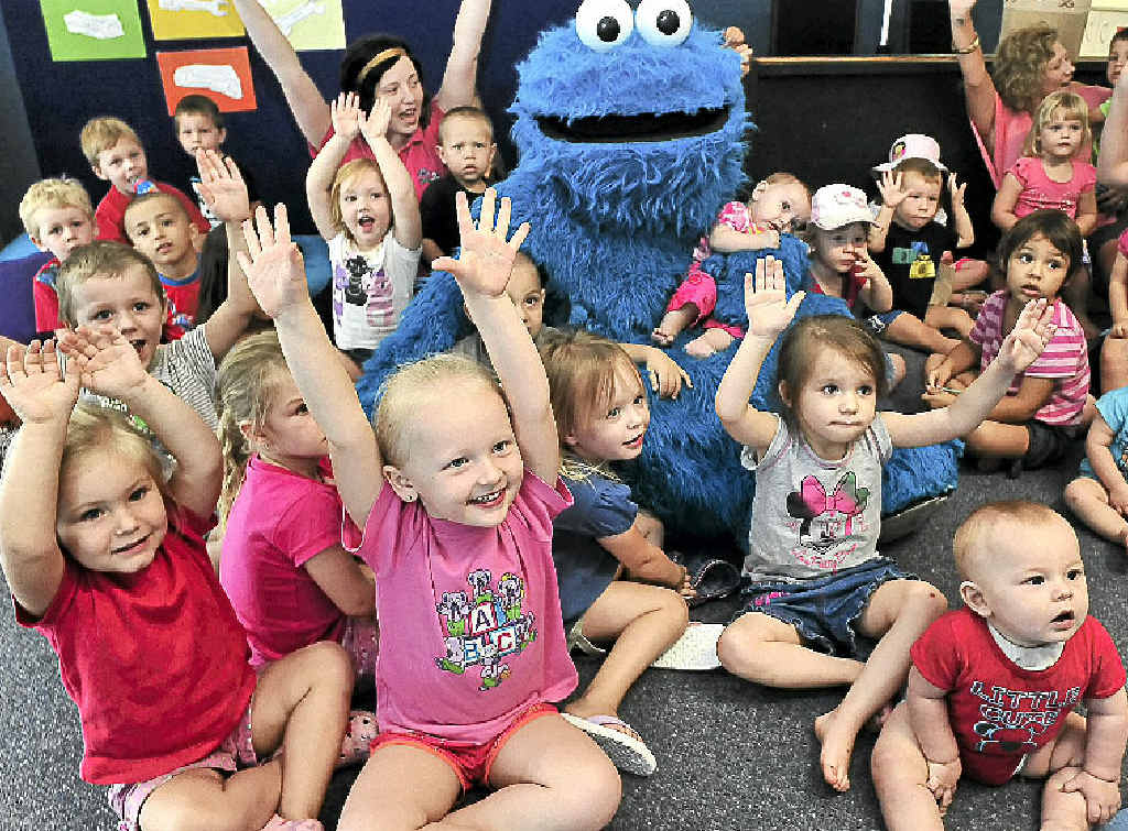 Cookie Monster visits Goodstart Learning Centre, George St, to promote the upcoming Elmo’s World Tour. Tickets for the show are available from the Moncrieff Theatre. Cookie Monster visits Goodstart Learning Centre, George St, to promote the upcoming Elmo’s World Tour. Tickets for the show are available from the Moncrieff Theatre.