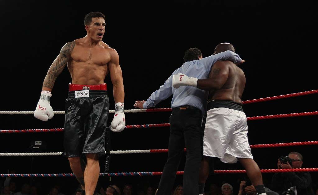 Sonny Bill Williams (left) triumphs over Clarence Tillman III. Sonny Bill Williams (left) triumphs over Clarence Tillman III.
