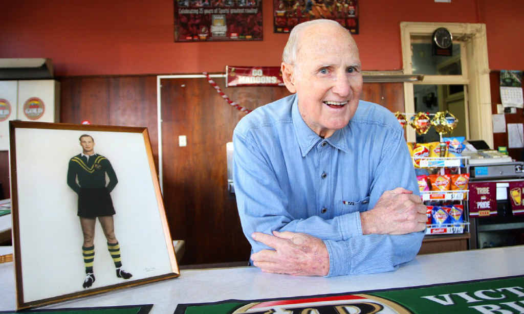 TWO OF THE BEST: Ipswich and Australian rugby league great Denis Flannery (left) at his Ulster Hotel and dedicated cricket curator Les Kinnane. Photos: File TWO OF THE BEST: Ipswich and Australian rugby league great Denis Flannery (left) at his Ulster Hotel and dedicated cricket curator Les Kinnane. Photos: File