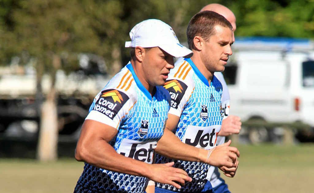 Scott Prince (left) and William Zillman will play for the Titans in the NRL trial match in Mackay. Scott Prince (left) and William Zillman will play for the Titans in the NRL trial match in Mackay.