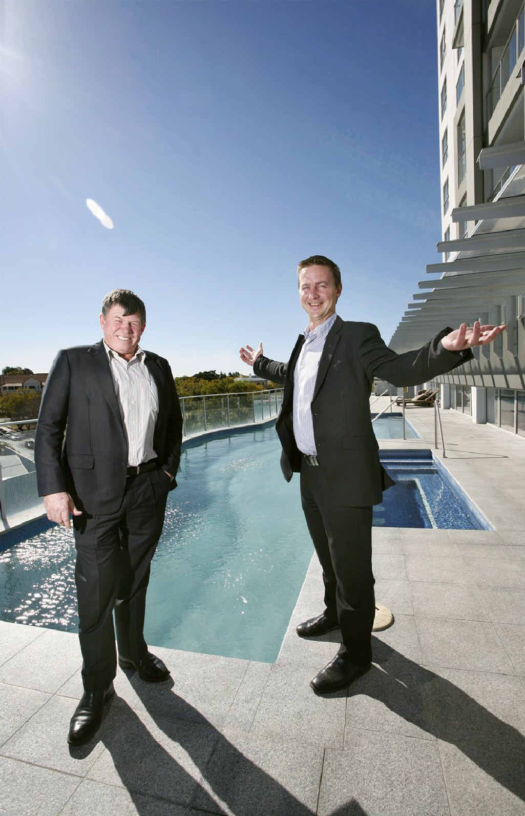 Warren Ramsey (left) and Trent Quinn are happy all the apartments at Aspire have been sold. Warren Ramsey (left) and Trent Quinn are happy all the apartments at Aspire have been sold.