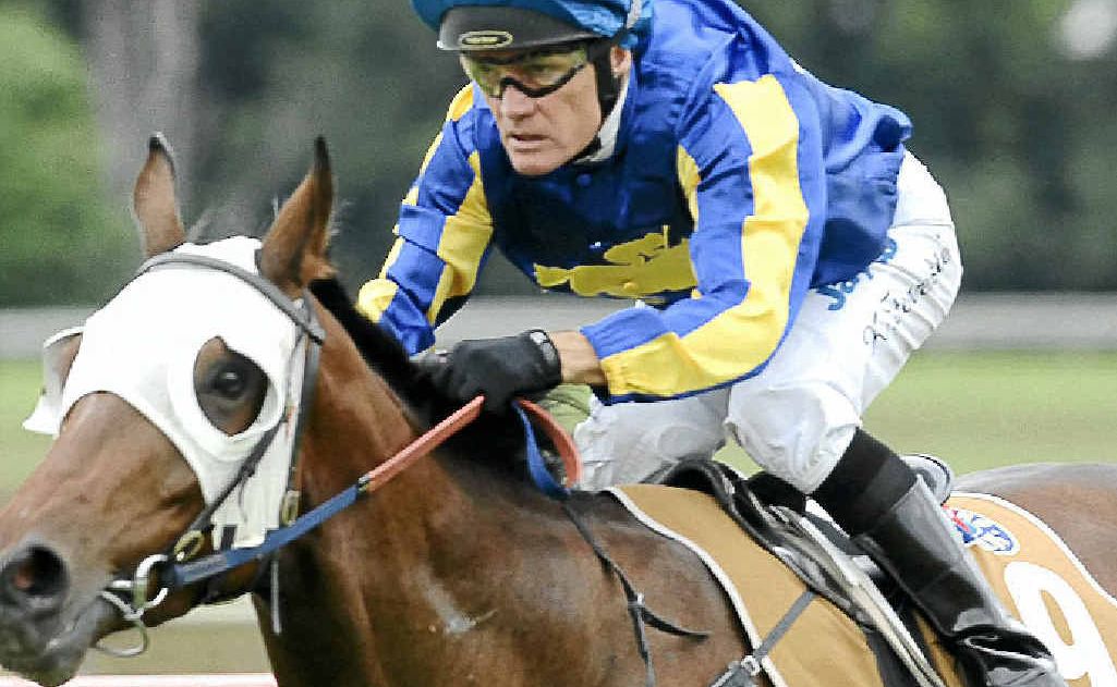 Speedy Alley comes down the outside during the 1100m race at the Lismore Turf Club. Speedy Alley comes down the outside during the 1100m race at the Lismore Turf Club.