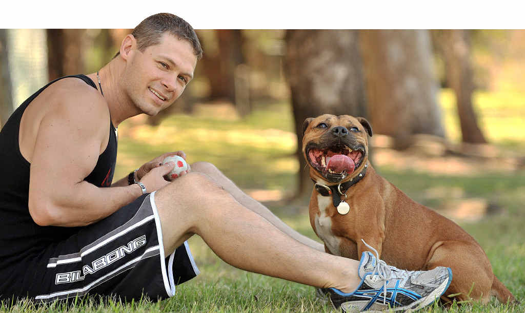 Bryce Perron believes his staffordshire terrier Tito might look tough but has a gentle nature. Bryce Perron believes his staffordshire terrier Tito might look tough but has a gentle nature.