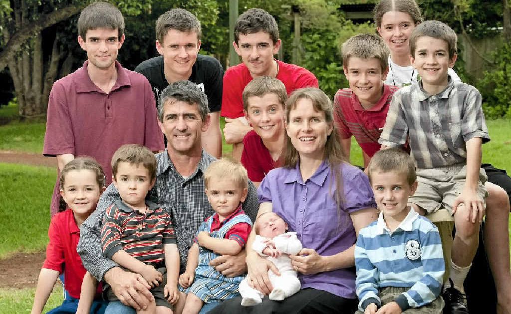 The Webb family are (back, from left) David, Liam, Nathan, Peter, Isaac, Nancy, James, (front, from left) Rebecca, Owen, Paul, Xavier, Fiona holding Brigid and Thomas. The Webb family are (back, from left) David, Liam, Nathan, Peter, Isaac, Nancy, James, (front, from left) Rebecca, Owen, Paul, Xavier, Fiona holding Brigid and Thomas.