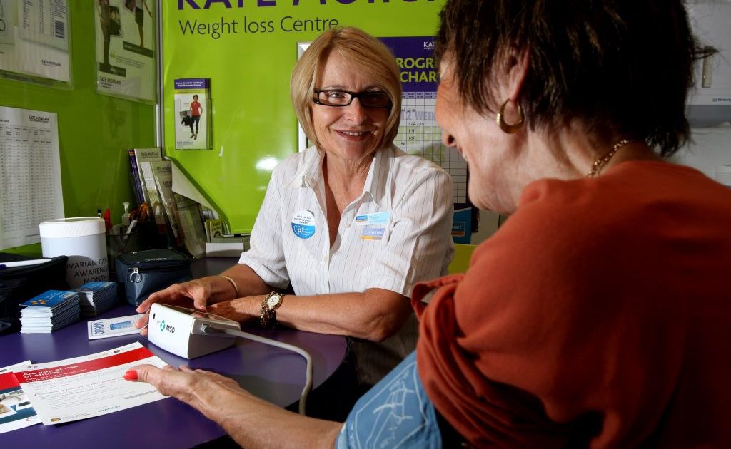 Elaine Thurgood, of Tugun Chemmart Pharmacy, testing blood pressure. Elaine Thurgood, of Tugun Chemmart Pharmacy, testing blood pressure.