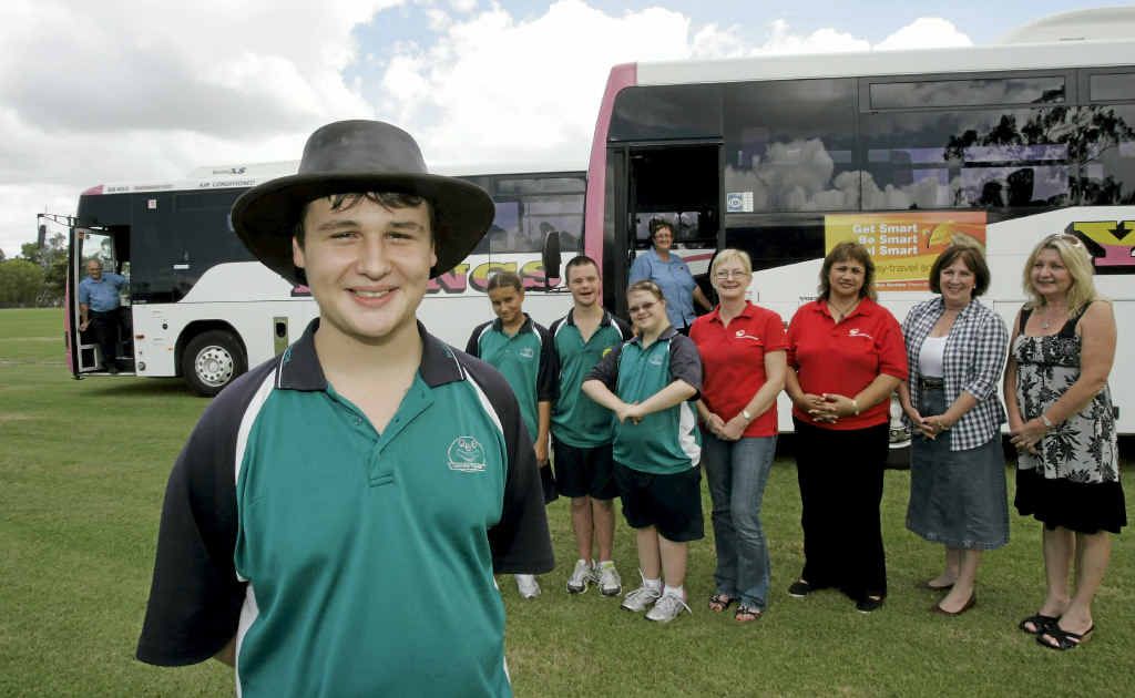 Hugh Hartwig, Sonia Holmes, Michael Sedgwick and Emma Hal, Rockhampton Special School, Kim Laffoley and Connie Taurima, Cerebral Palsy League, and Gail Carter and Helen Jeffries Mayoress Charity Foundation and Youngs bus drivers John Frazer and Angelique Gardiner. Hugh Hartwig, Sonia Holmes, Michael Sedgwick and Emma Hal, Rockhampton Special School, Kim Laffoley and Connie Taurima, Cerebral Palsy League, and Gail Carter and Helen Jeffries Mayoress Charity Foundation and Youngs bus drivers John Frazer and Angelique Gardiner.