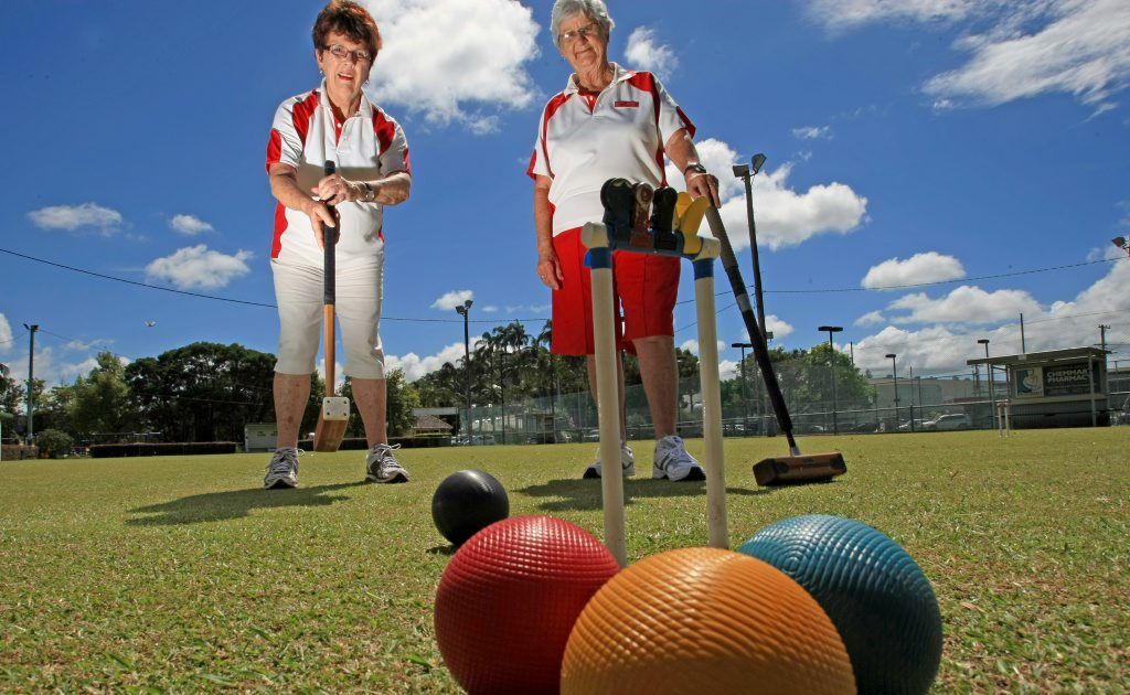 Joy Hughes and Marg Mitchell have a game of croquet at Murwillumbah Croquet Club. Joy Hughes and Marg Mitchell have a game of croquet at Murwillumbah Croquet Club.
