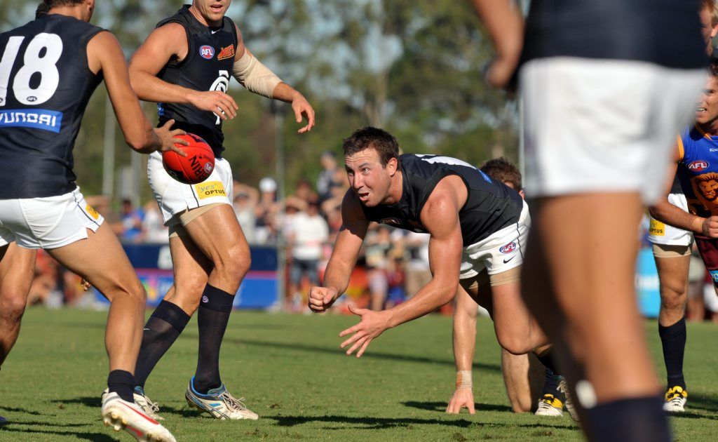 Carlton in action in an AFL match at Maroochydore. Carlton in action in an AFL match at Maroochydore.