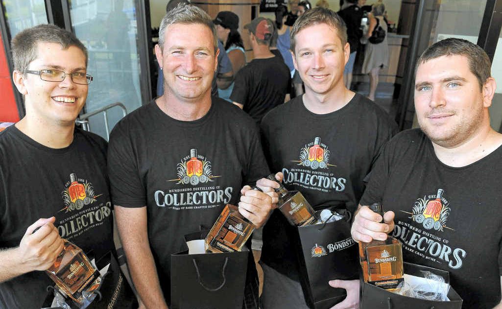 Bundaberg Rum Collectors members like Shane Degier, Michael Knight, Ben Prince and Craig Wright travelled by hook or crook to get to the launch, some from as far away as Sydney. Bundaberg Rum Collectors members like Shane Degier, Michael Knight, Ben Prince and Craig Wright travelled by hook or crook to get to the launch, some from as far away as Sydney.