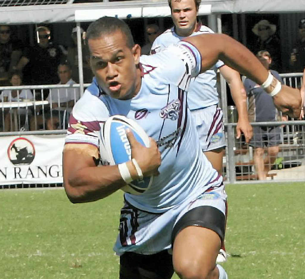 Capras’ Sailosi Vatubua makes a charge. Capras’ Sailosi Vatubua makes a charge.