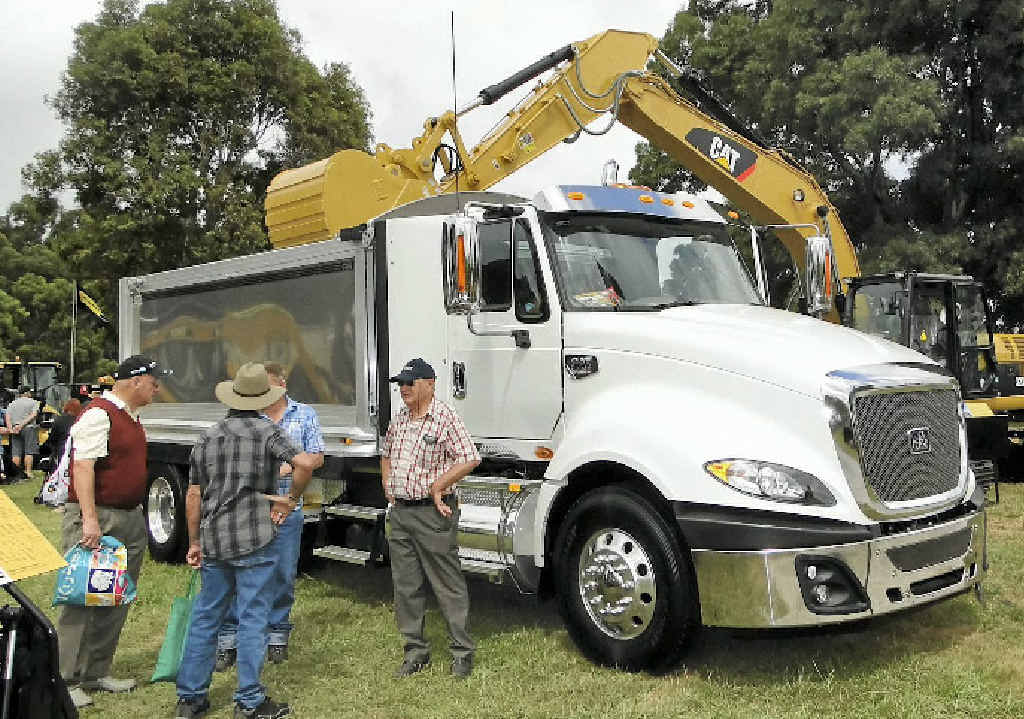 HEAVY DUTY: CAT’s truck was surrounded by CAT earthmoving equipment. HEAVY DUTY: CAT’s truck was surrounded by CAT earthmoving equipment.