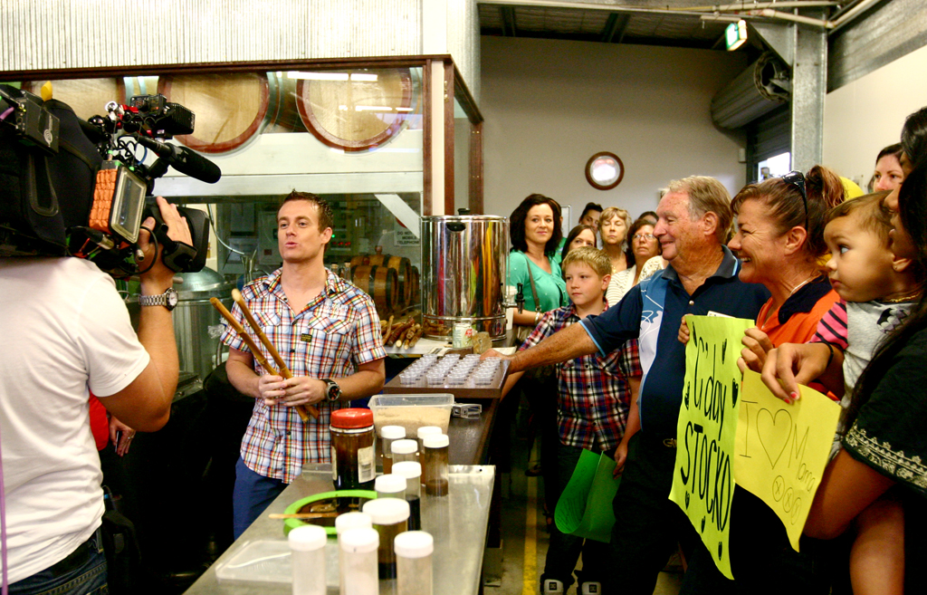 Channel 7 morning show Sunrise's weather presenter Grant Denyer at Sarina.