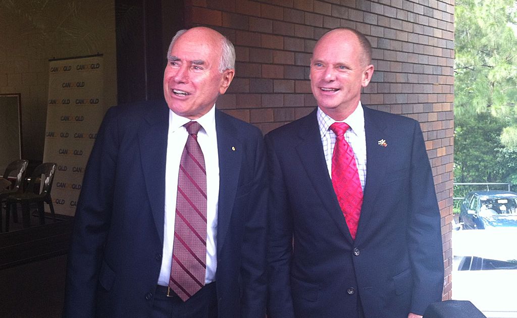 ''He will win''... former Prime Minister John Howard with Campbell Newman in Brisbane this morning. ''He will win''... former Prime Minister John Howard with Campbell Newman in Brisbane this morning.