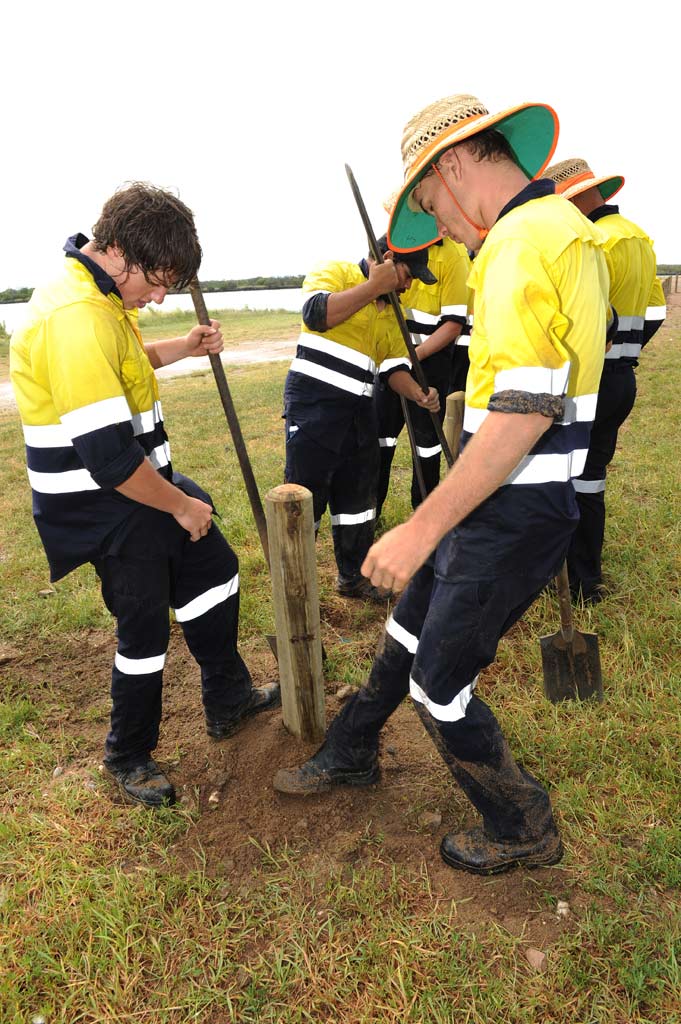 Aaron Shield, Marley Grauner and Chris Gray participate in the job skills program at Burnett Heads. Aaron Shield, Marley Grauner and Chris Gray participate in the job skills program at Burnett Heads.