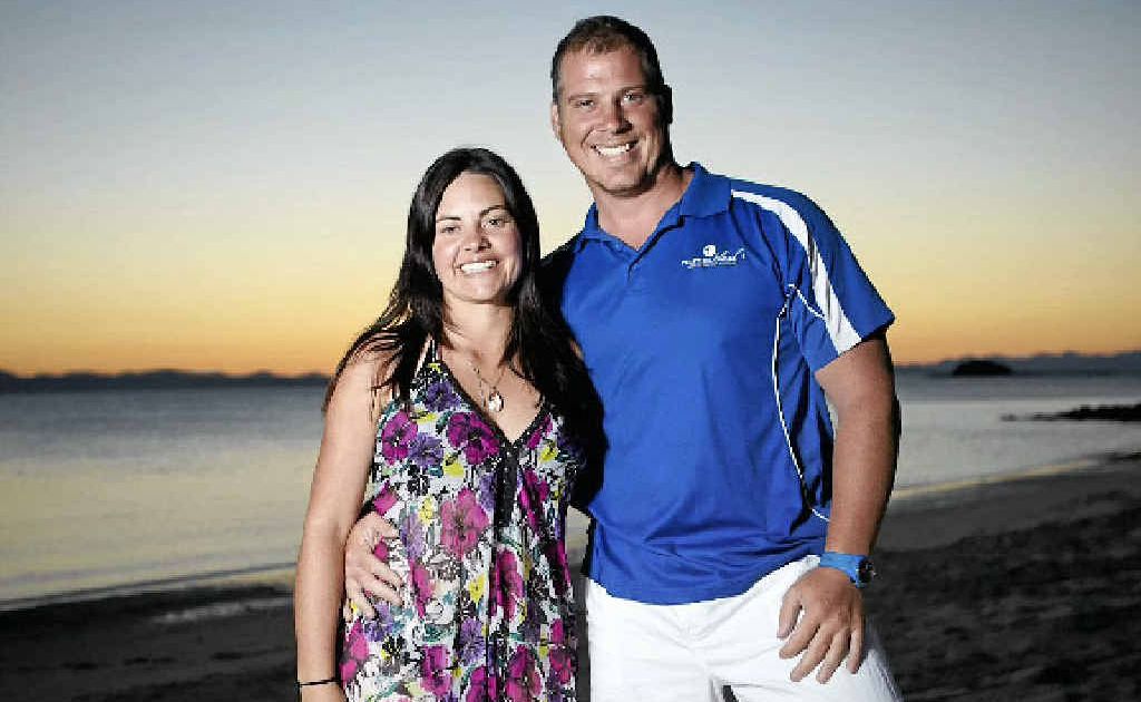 Pumpkin Island owners Laureth Craggs and Wayne Rumble at sunset on the island. Pumpkin Island owners Laureth Craggs and Wayne Rumble at sunset on the island.