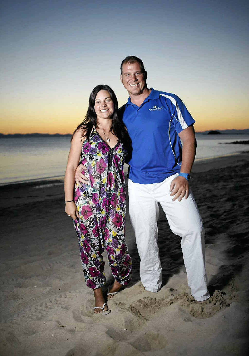 Pumpkin Island owners Laureth Craggs and Wayne Rumble at sunset on the island. Pumpkin Island owners Laureth Craggs and Wayne Rumble at sunset on the island.