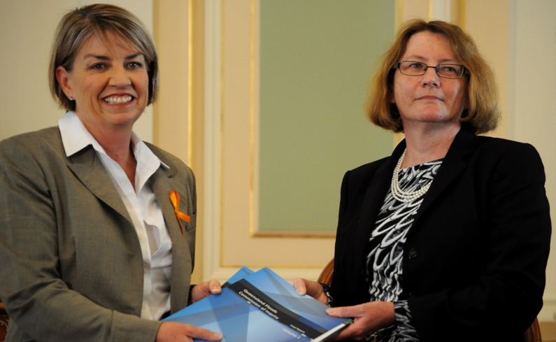 Anna Bligh receiving the Floods Commission of Inquiry report. Anna Bligh receiving the Floods Commission of Inquiry report.