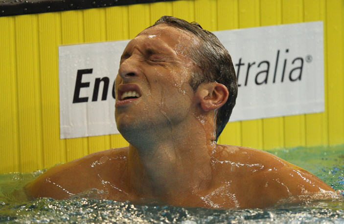 Ian Thorpe reacts after failing to qualify in the Men's 200 Metre Freestyle Semi Final Ian Thorpe reacts after failing to qualify in the Men's 200 Metre Freestyle Semi Final