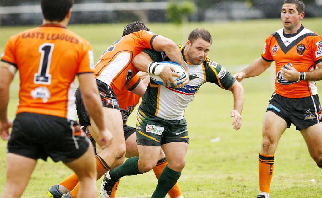 Ipswich Jets captain Ian Lacey tries to shake the Easts defence during Saturday’s cruel 15-14 loss at North Ipswich Reserve. Ipswich Jets captain Ian Lacey tries to shake the Easts defence during Saturday’s cruel 15-14 loss at North Ipswich Reserve.