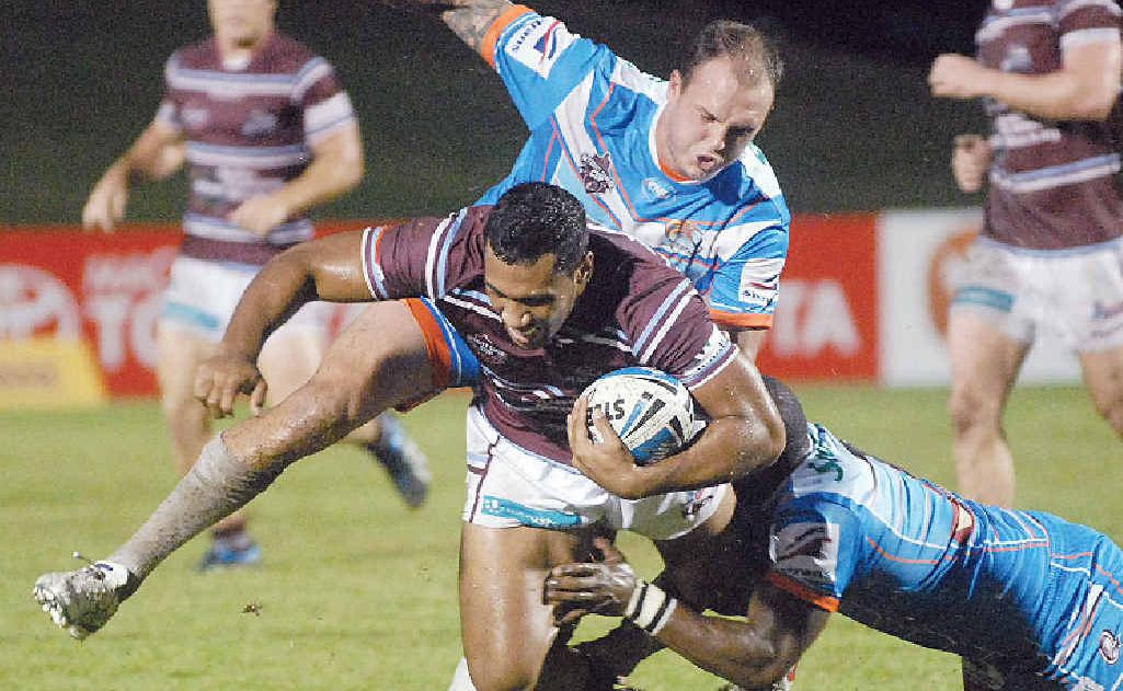 Cutter Mosese Pangai takes on the Northern Prides defence. Cutter Mosese Pangai takes on the Northern Prides defence.