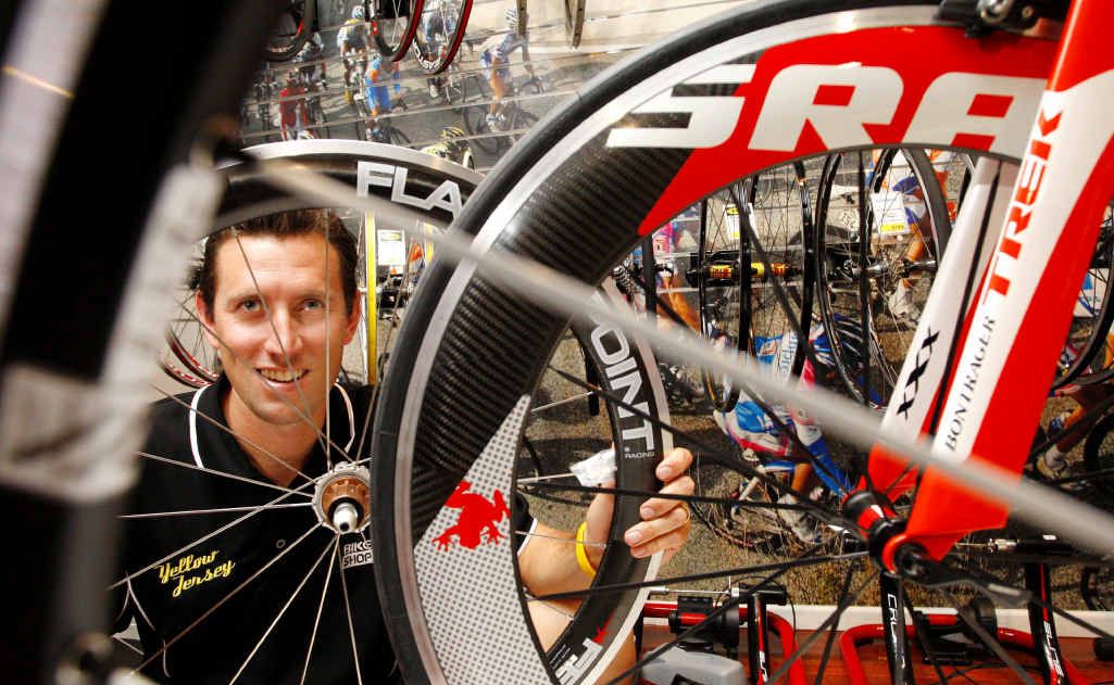 Yellow Jersey Bike Shop owner Troy Dobinson at his bike shop on Brisbane Rd. Yellow Jersey Bike Shop owner Troy Dobinson at his bike shop on Brisbane Rd.
