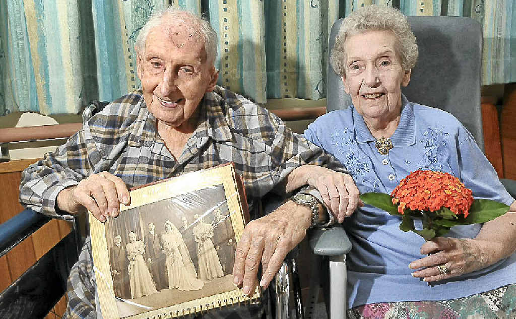 Albert Mann, 96, and his wife Gracie, 91, celebrate their 70th wedding anniversary at the Immanuel Garden Nursing Home. Albert Mann, 96, and his wife Gracie, 91, celebrate their 70th wedding anniversary at the Immanuel Garden Nursing Home.