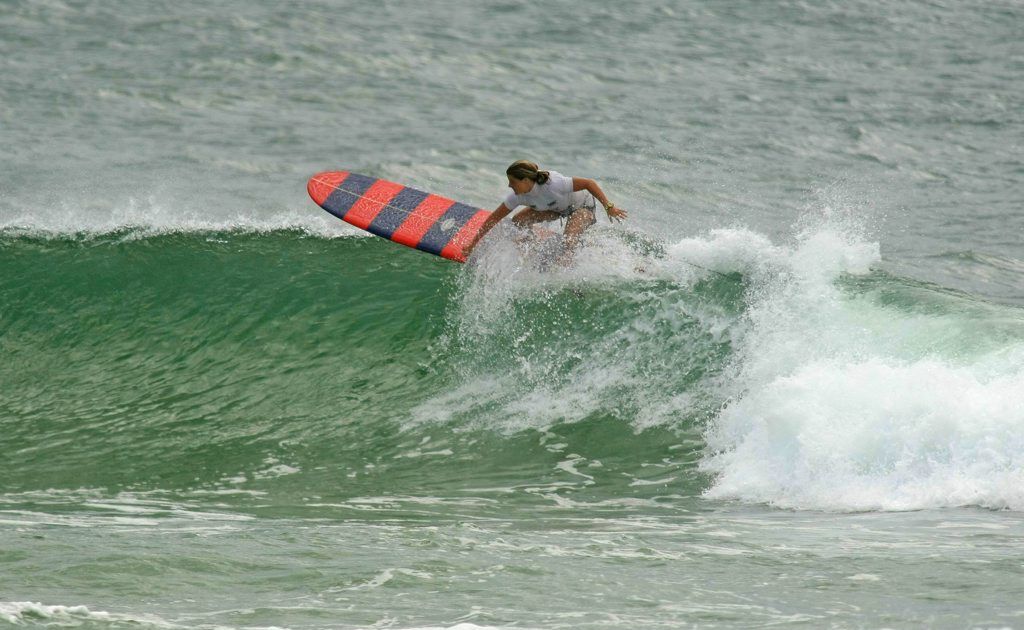 Tweed's Chelsea Williams surfing in the final of the girls open competition. Tweed's Chelsea Williams surfing in the final of the girls open competition.