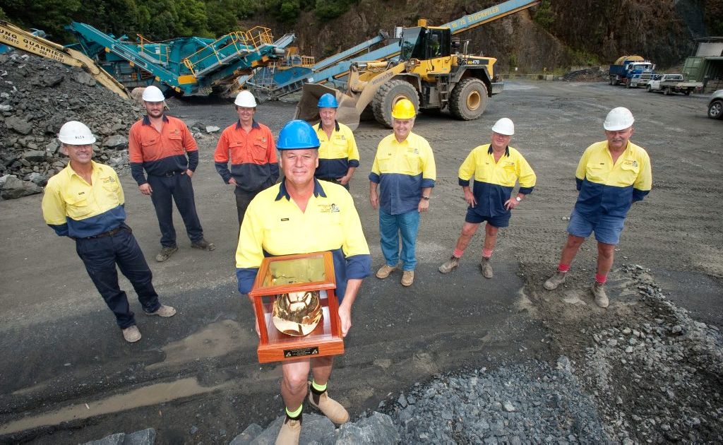 T.G Jung Quarries staff with their new Hard Hat Award. T.G Jung Quarries staff with their new Hard Hat Award.