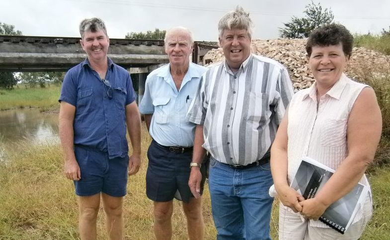 Ann Bichel, Ian Rickuss MP, Bert Flanagan, and Geoff Turnbull are all Forrest Hill residents, who are discussing the Queensland Flood Commission Report. Ann Bichel, Ian Rickuss MP, Bert Flanagan, and Geoff Turnbull are all Forrest Hill residents, who are discussing the Queensland Flood Commission Report.