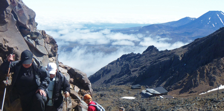 Travellers out for a bit of summer climbing on Mt Ruapehu.
Travellers out for a bit of summer climbing on Mt Ruapehu.