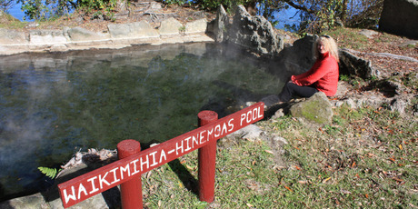 The rich mineral waters of Hinemoa's pool on Mokoia Island in Rotorua.
The rich mineral waters of Hinemoa's pool on Mokoia Island in Rotorua.