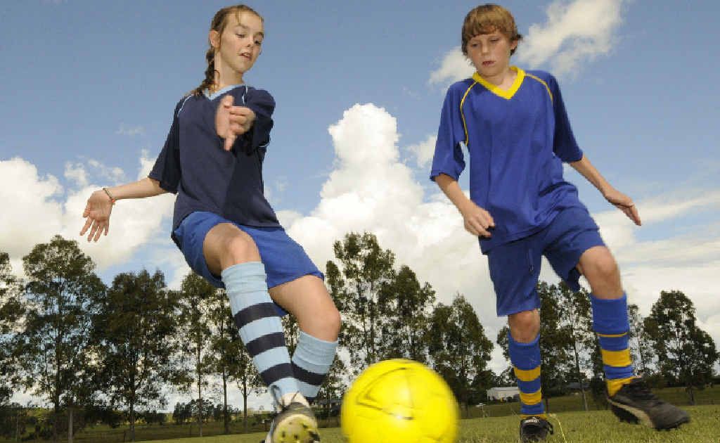 Casino Christian School soccer players Amanda Huxley and Dylan Ryan, both in Year 6, prepare for the Bill Turner knockout competitions. Casino Christian School soccer players Amanda Huxley and Dylan Ryan, both in Year 6, prepare for the Bill Turner knockout competitions.
